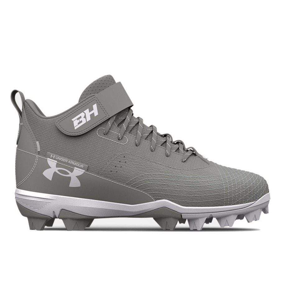 Footwear Under Armour Cleats And Turf | Under Armour Harper 7 Mid Rm Baseball Cleats Baseball Gray/White-101