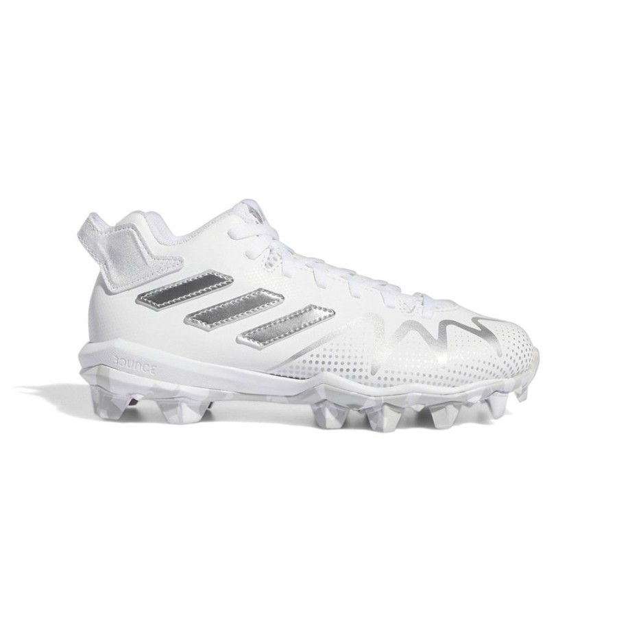 Footwear Adidas Cleated & Specialty | Adidas Kids' Freak Spark Md Cleats Footwear White/Silver Metallic/Clear Sky