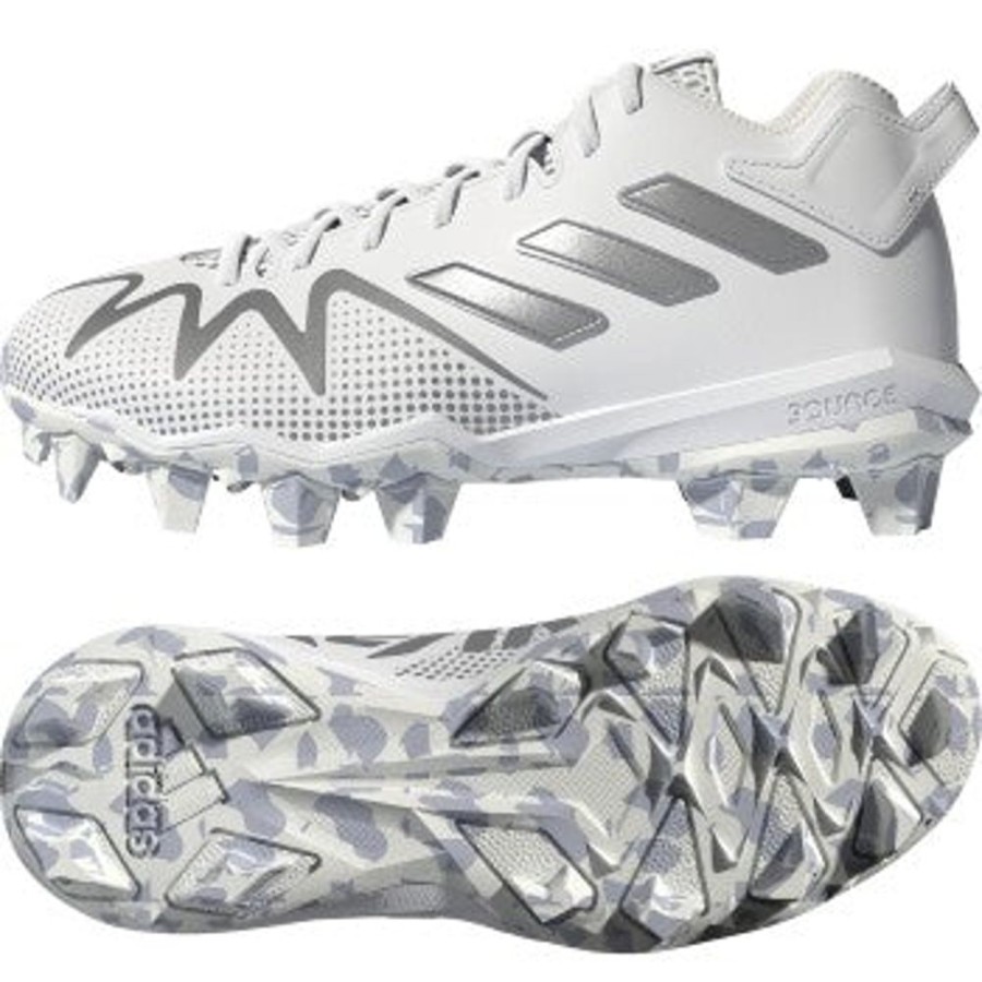 Footwear Adidas Cleated & Specialty | Adidas Kids' Freak Spark Md Cleats Footwear White/Silver Metallic/Clear Sky