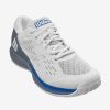 Footwear Wilson Tennis | Wilson Men'S Rush Pro Ace Pickler White/Stormy Weather/Classic Blue