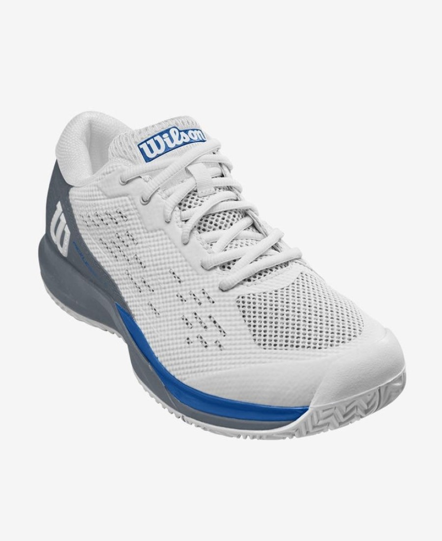 Footwear Wilson Tennis | Wilson Men'S Rush Pro Ace Pickler White/Stormy Weather/Classic Blue