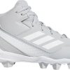 Footwear Adidas Cleated & Specialty | Adidas Kids' Icon 7 Mid Md Baseball Cleats Team Light Grey/Footwear White/Footwear White-Fy4414