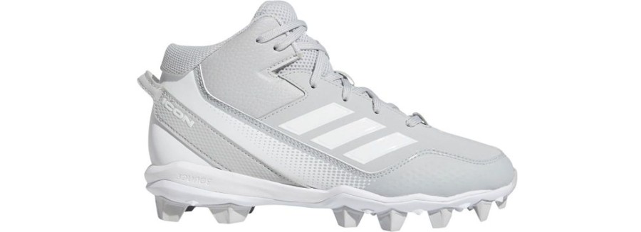 Footwear Adidas Cleated & Specialty | Adidas Kids' Icon 7 Mid Md Baseball Cleats Team Light Grey/Footwear White/Footwear White-Fy4414