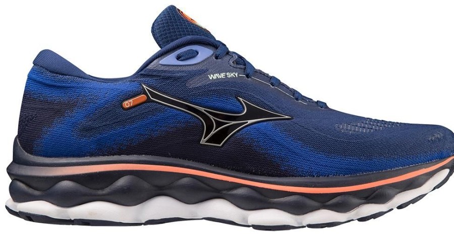 Footwear Mizuno Running & Spikes | Mizuno Men'S Wave Sky 7 Blue Depths/Silver-6G73