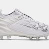 Footwear Under Armour Cleats And Turf | Under Armour Men'S Blur Smoke 2.0 Mc Cleats White/Metallic Silver-100