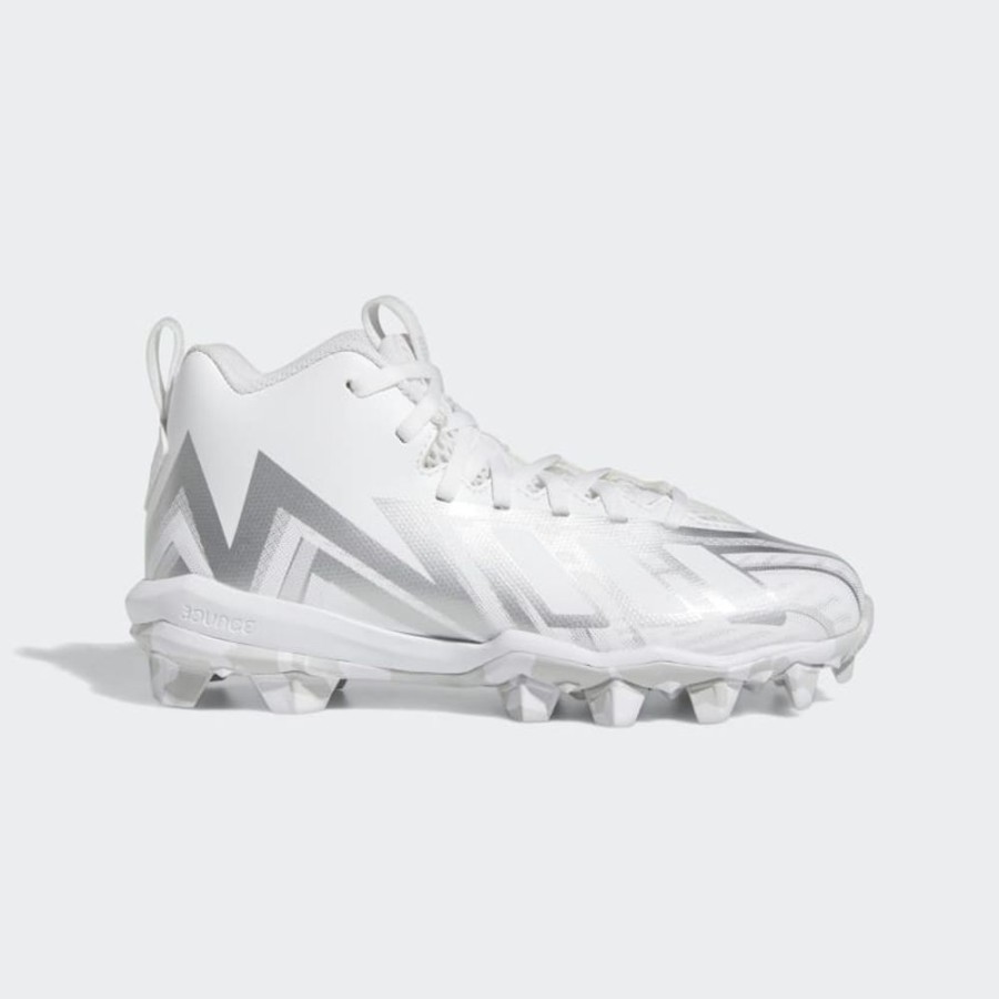 Footwear Adidas Football & Lacrosse Cleats | Adidas Kids' Freak Spark Md J 23 Cloud White/Cloud White/Silver Metallic