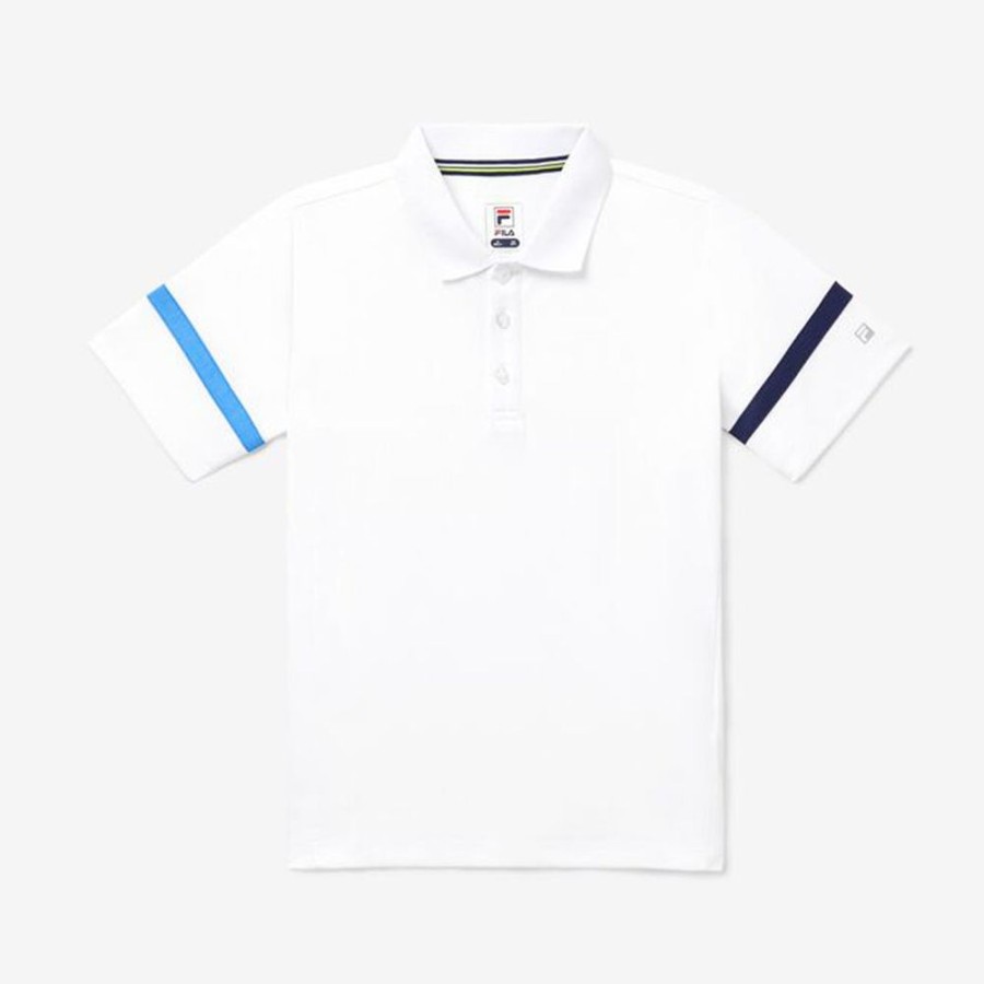 Apparel FILA USA Tops | Fila Boys' Core Tennis Polo White/Navy/Marine-103