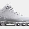 Footwear Under Armour Football & Lacrosse Cleats | Under Armour Men'S Spotlight Franchise Rm 2.0 Football Cleats White/White/Metallic Silver-100