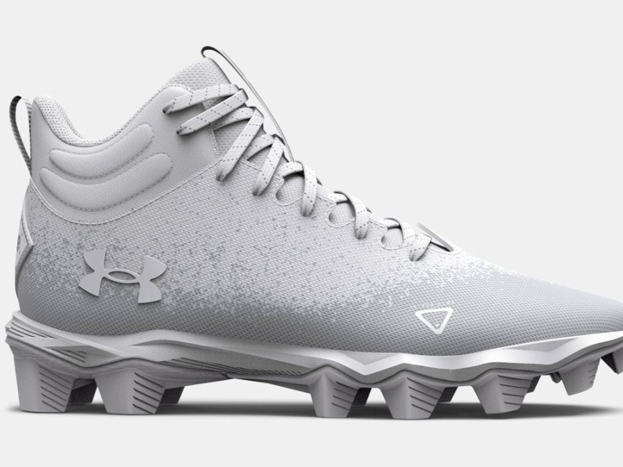 Footwear Under Armour Football & Lacrosse Cleats | Under Armour Men'S Spotlight Franchise Rm 2.0 Football Cleats White/White/Metallic Silver-100