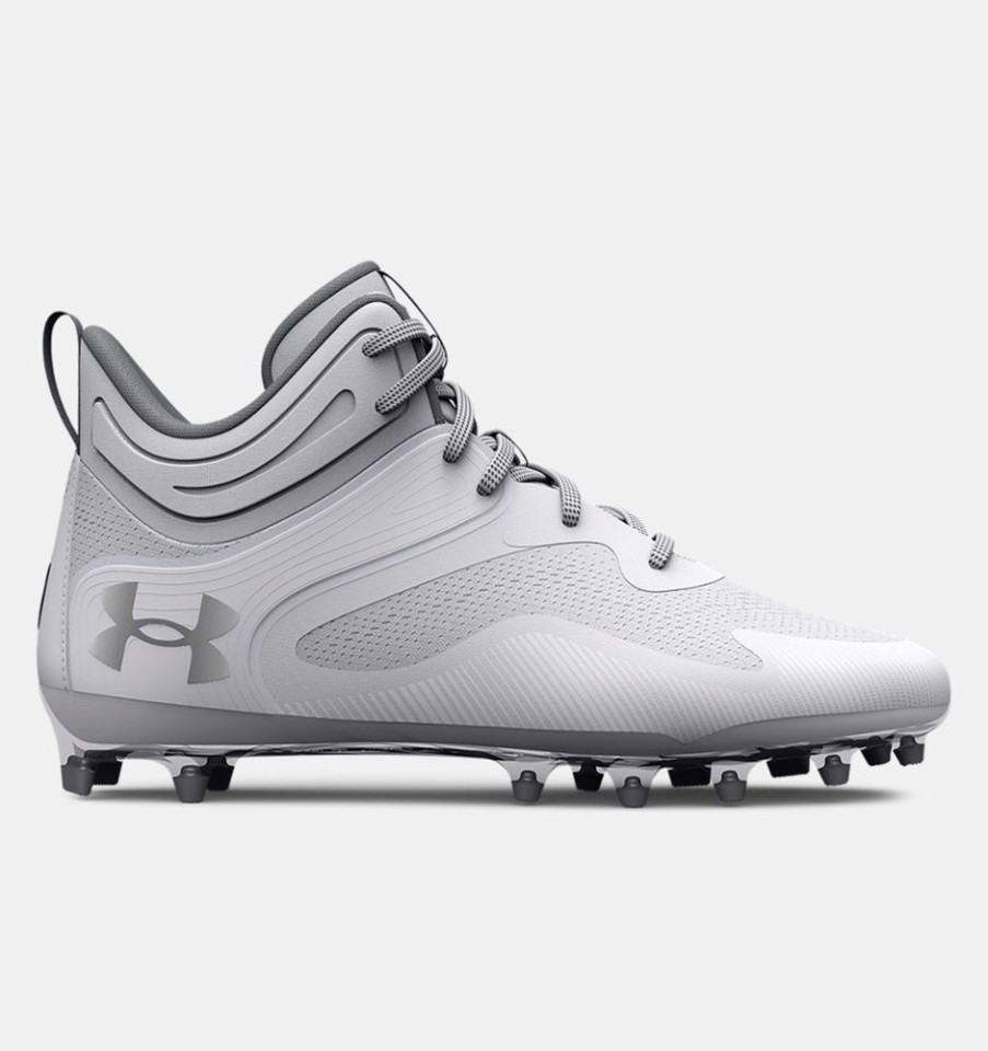 Footwear Under Armour Cleats And Turf | Under Armour Men'S Command Mc Mid Lacrosse Cleat White-100